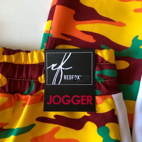 Redfox NWT Unisex Yellow Orange Green Burgundy Camo Print Joggers Size Medium - Picture 12 of 16